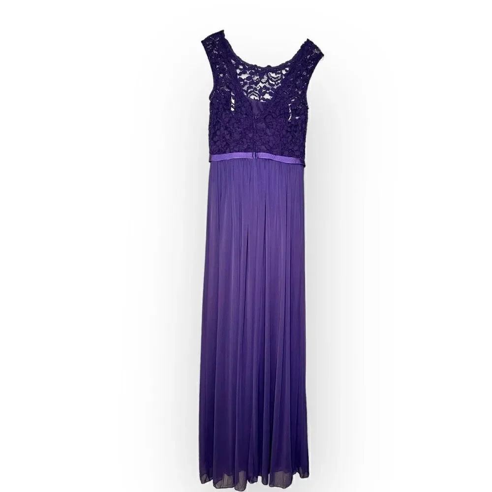 Davids Bridal Purple lace formal Dress-Long woman’s size 4